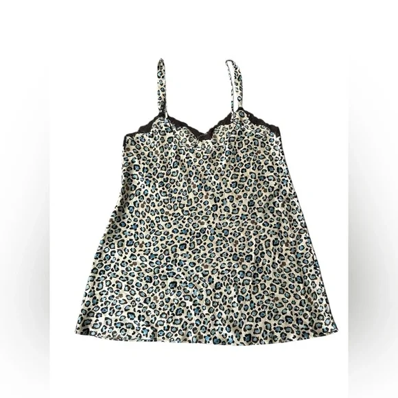 Morgan Taylor Intimates blue and brown cheetah pattern lace top XL - Picture 3 of 7